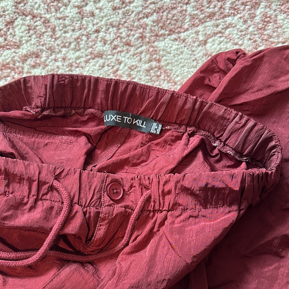 Luxe To Kill Red Drawstring Pants - Picture 2 of 3